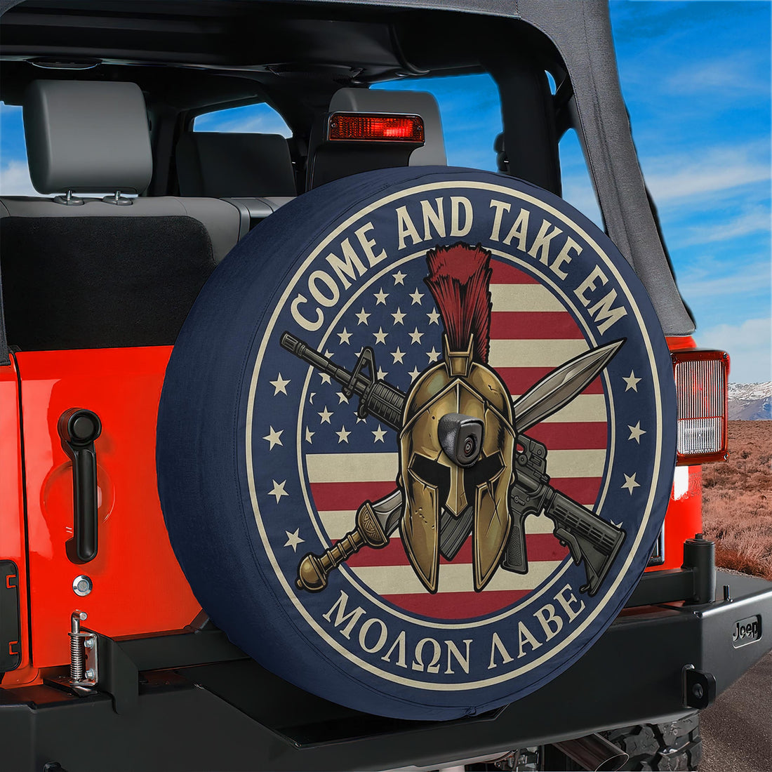 Reverse American flag decal on a Jeep