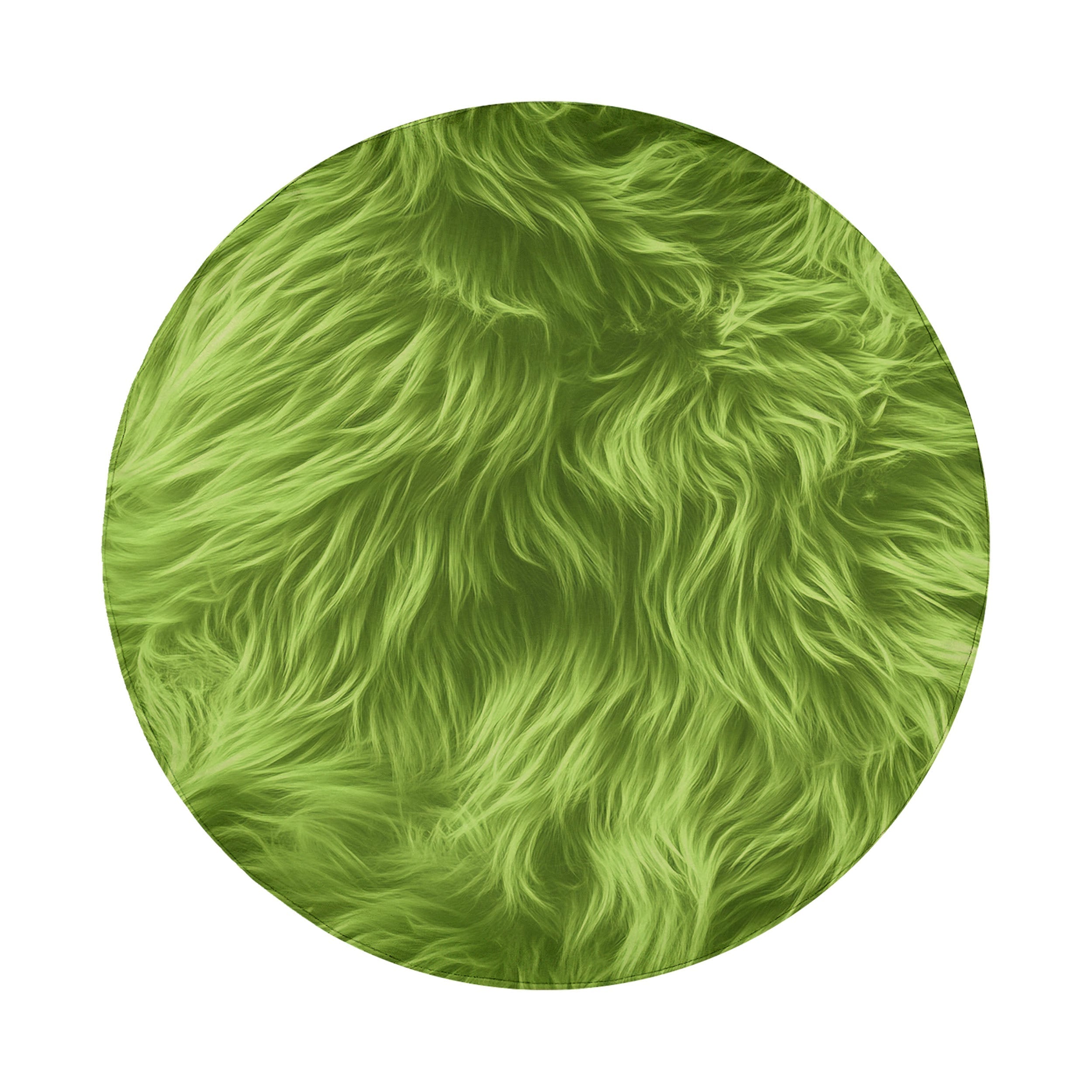 The image is a close-up of a fuzzy, green-colored surface, possibly fur or a similar material.