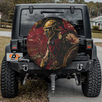 Spartan Warrior design printed spare tire cover with optional backup camera hole by Graffix