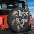 Thinking of You voodoo doll spare tire cover with pins printed graphic design