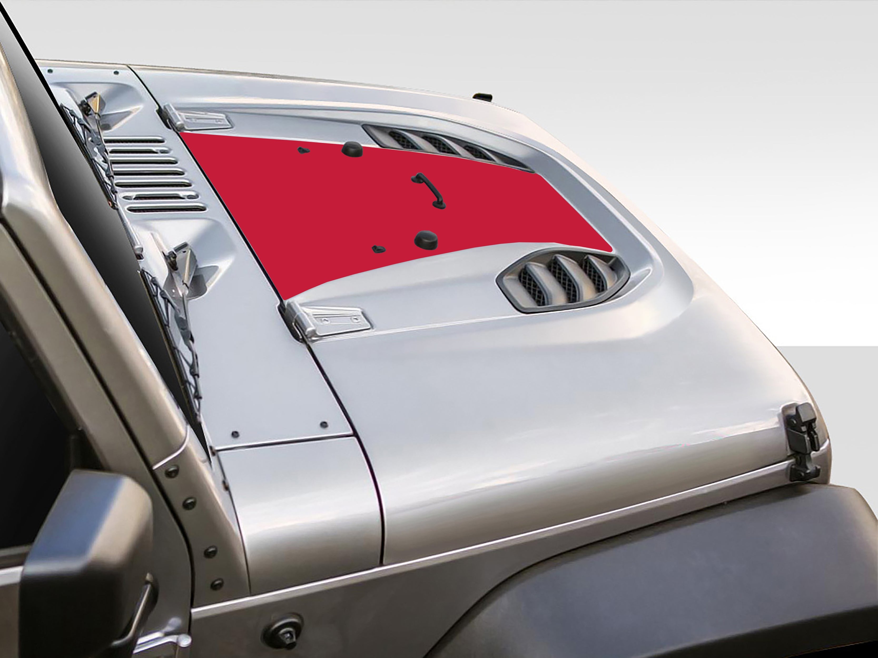 Red 10th Anniversary blackout hood vinyl decal swatch with classic 10A anniversary logo design