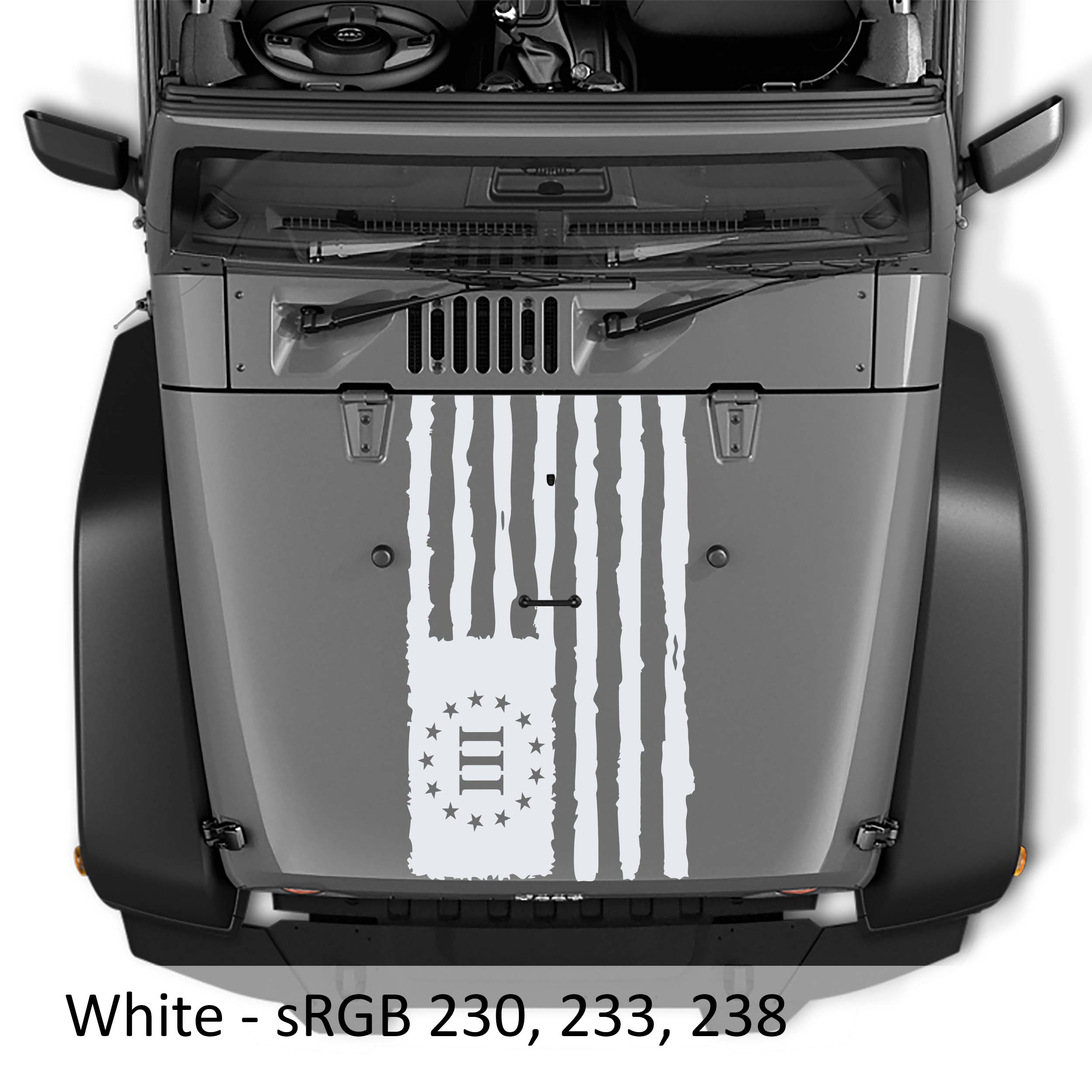 Distressed Three Percent American Flag Blackout Hood Vinyl Decal