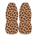 Giraffe print front car seat covers with tan and brown animal pattern on universal bucket seats