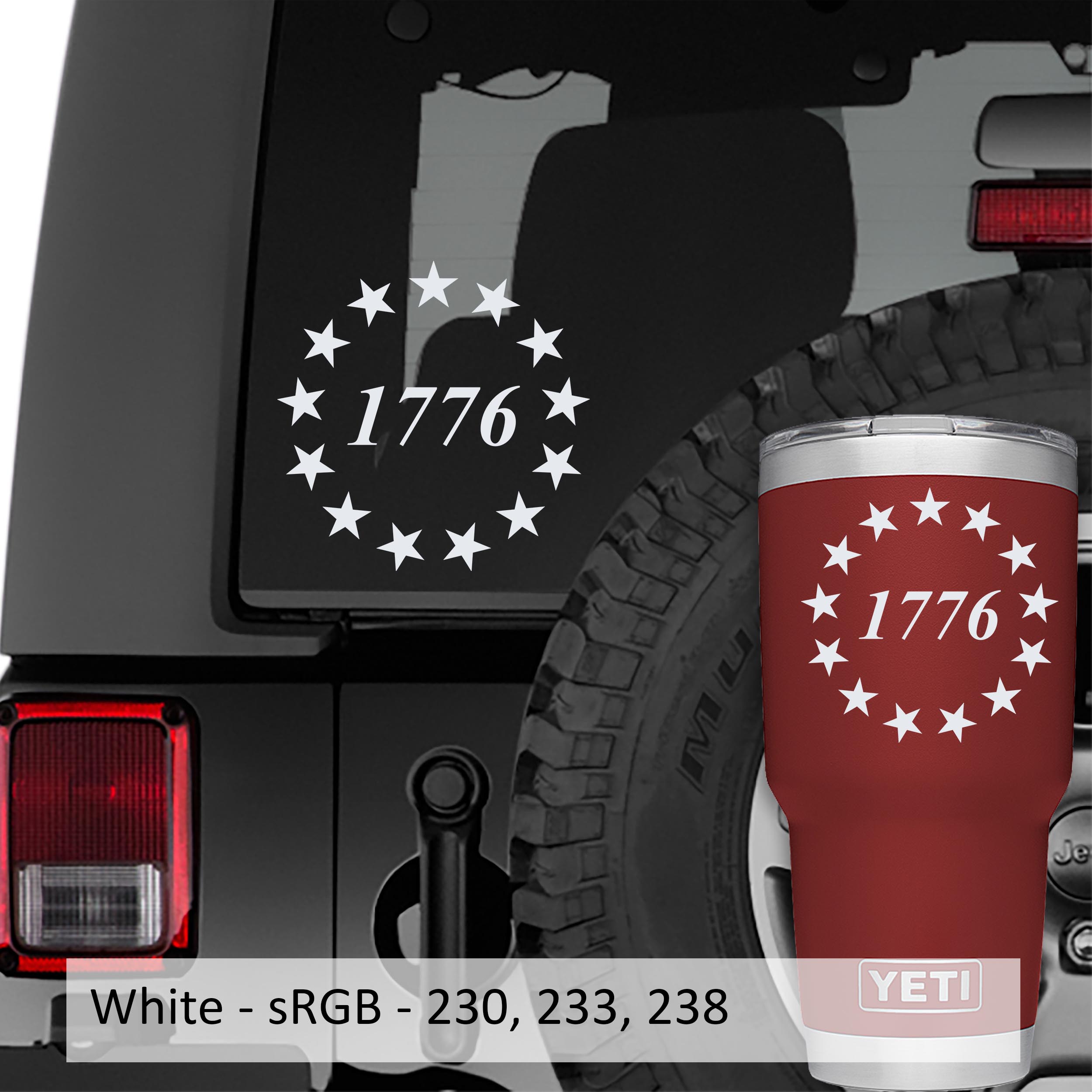 1776 Betsy Ross 13 Star Colony Vinyl Transfer Decal