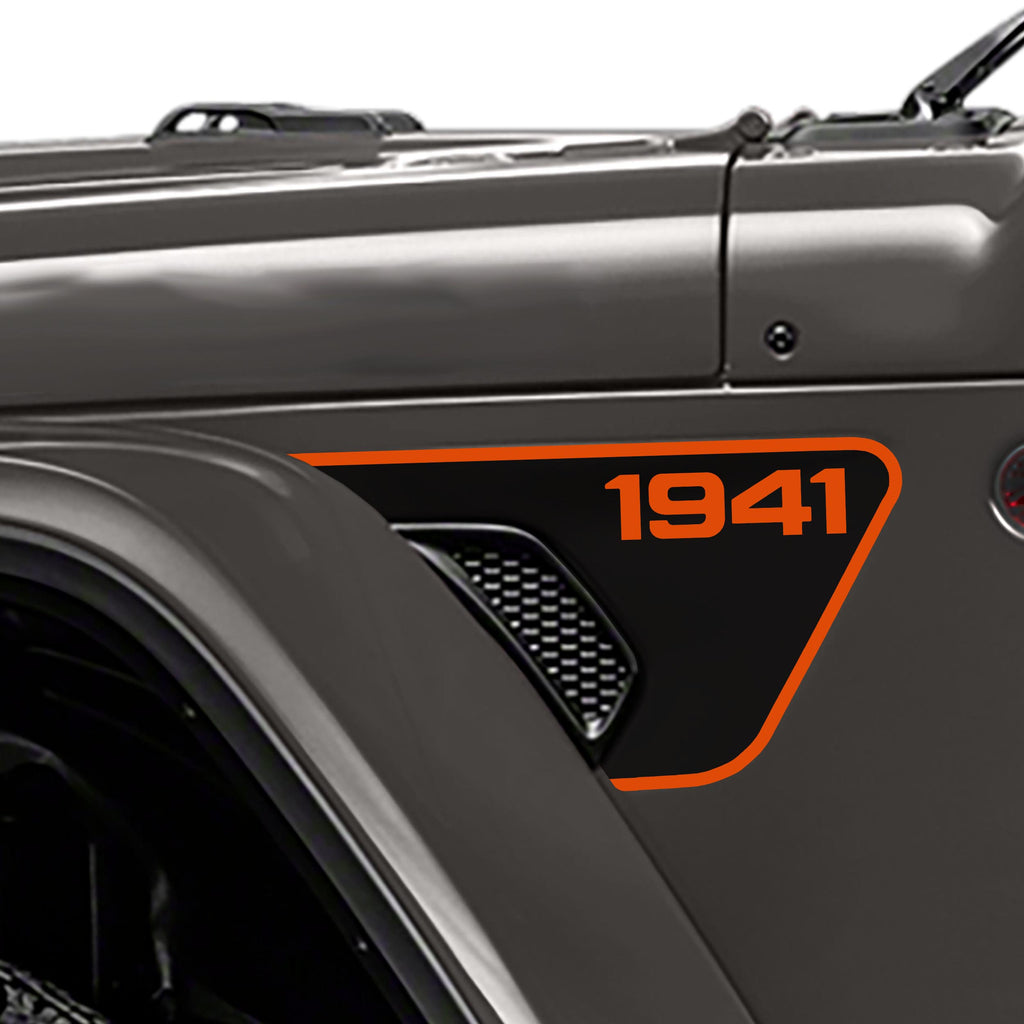 1941 2 Color Blackout Fender Vent Decal Set - Fits Wrangler JL/JLU & Gladiator JT