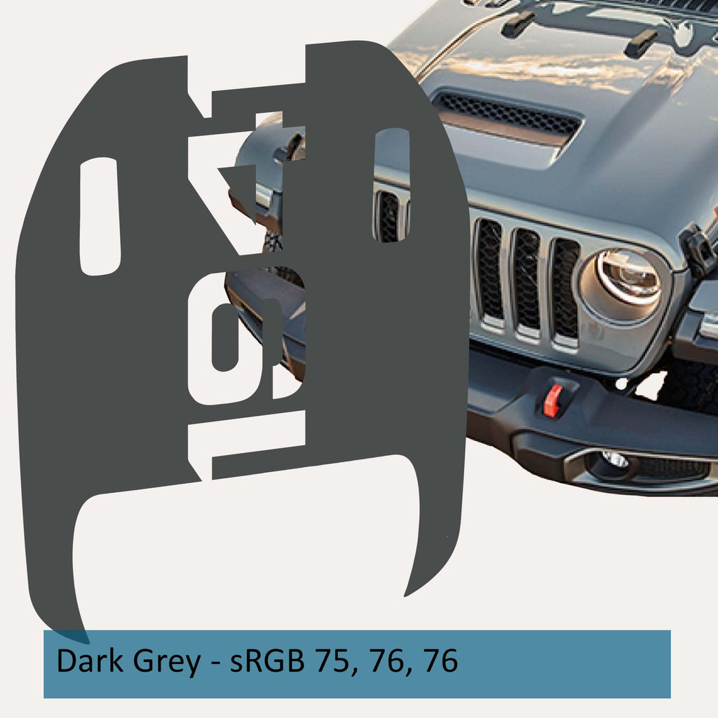 Grey 1941 clawed foot hood decal with Jeep heritage script for Wrangler JL Gladiator Mojave 392