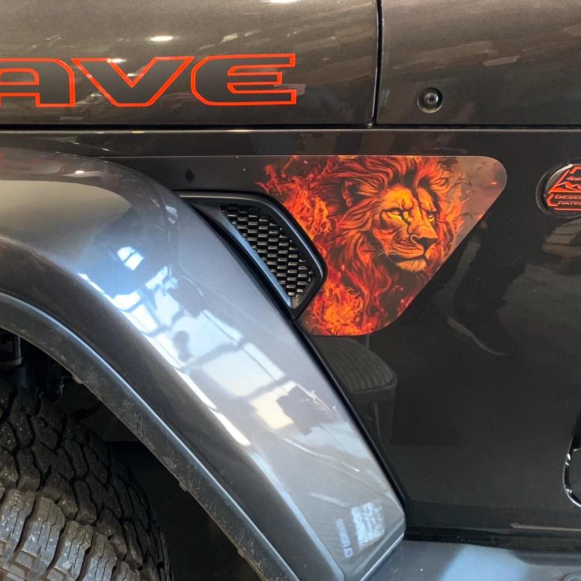Jeep Wrangler JL fender vent decal sample custom personalized design installed example