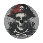 Pirate skull tricorn hat tire cover standalone flat round product render with center backup camera hole