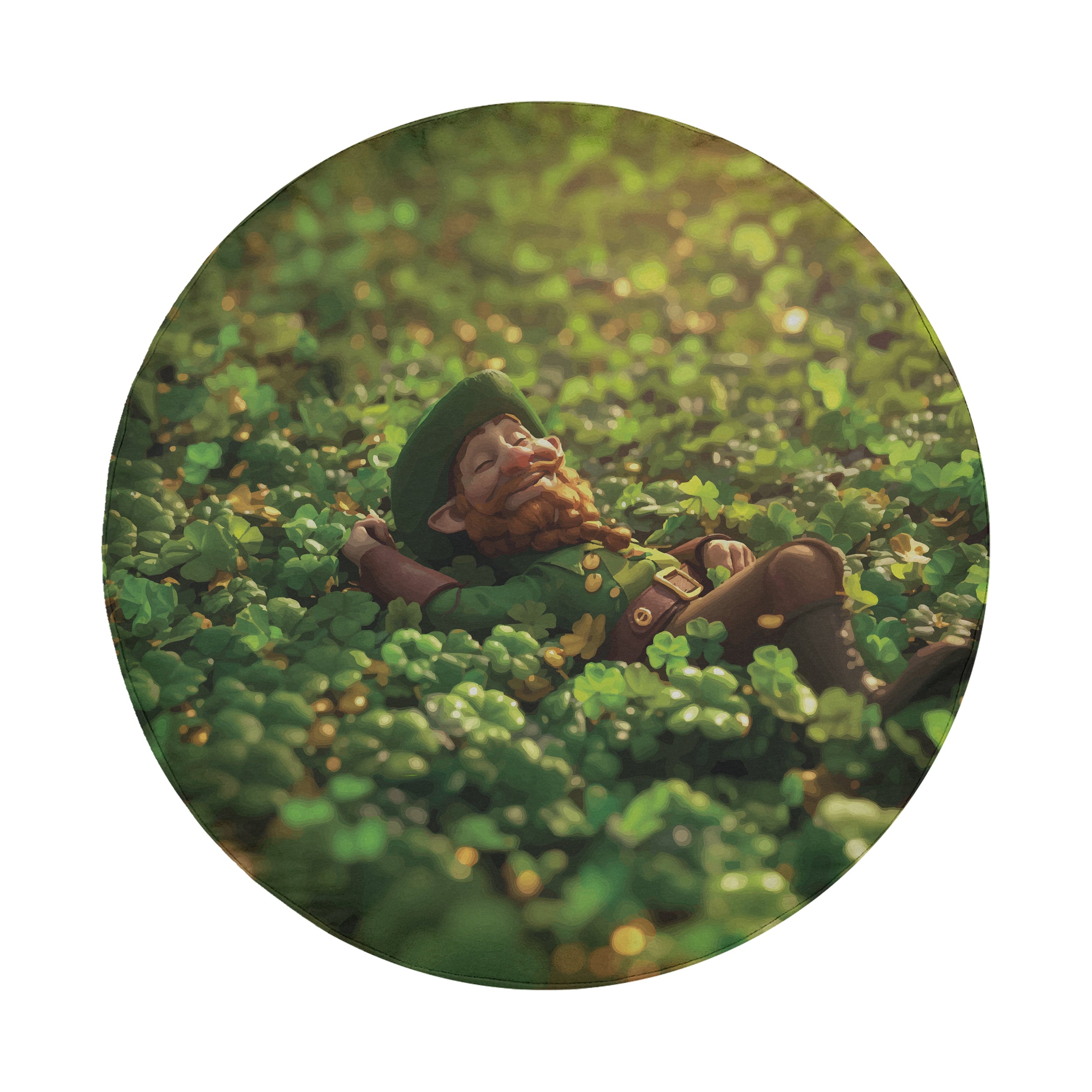 Saint Patricks Day leprechaun clover field spare tire cover with green shamrocks and rainbow