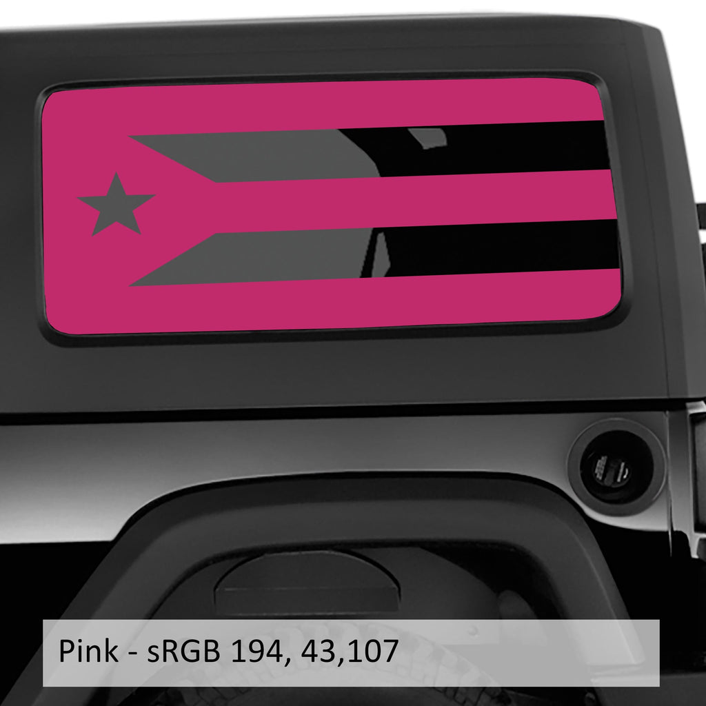 Pink Puerto Rico flag JK hardtop side window vinyl decal set for 2007-2017 Wrangler