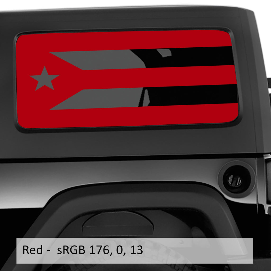 Red Puerto Rico flag JK hardtop side window vinyl decal set for 2007-2017 Wrangler