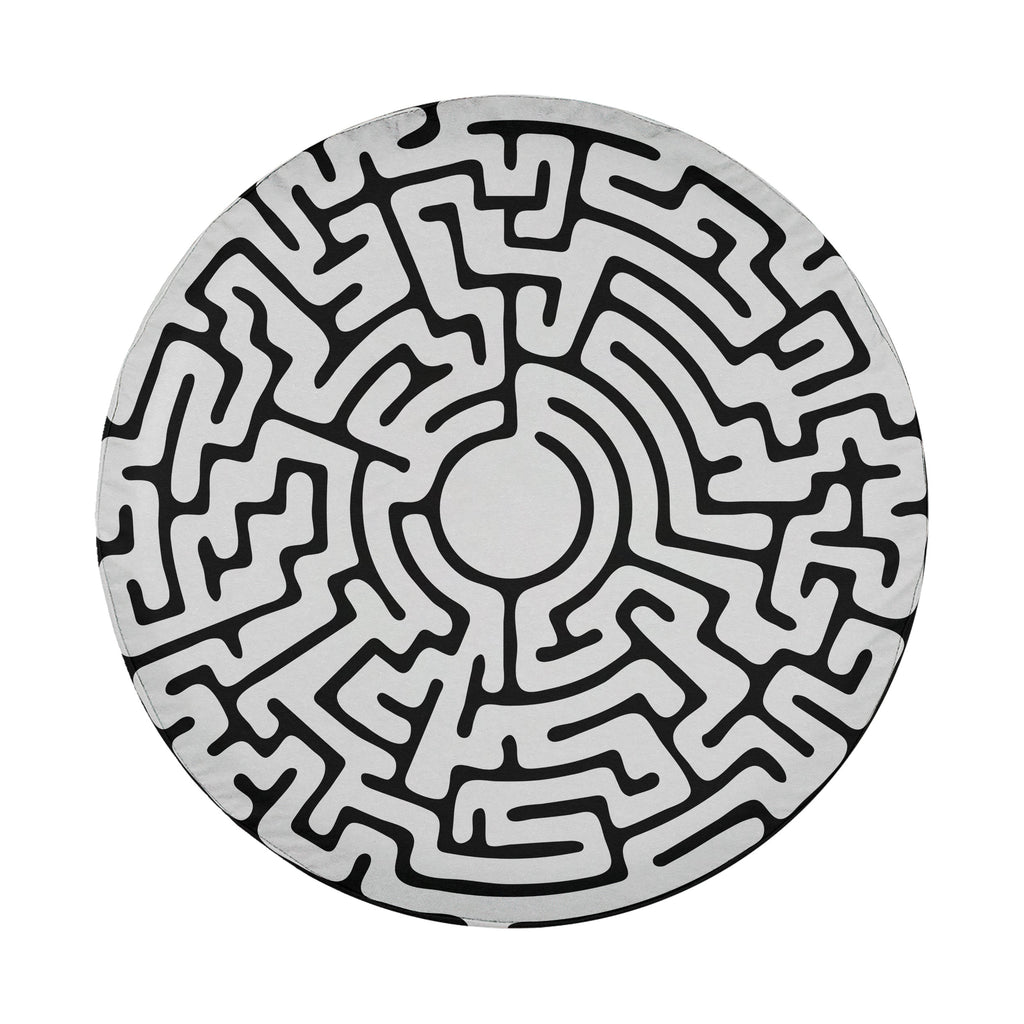 Round Maze design printed spare tire cover with optional backup camera hole by Graffix
