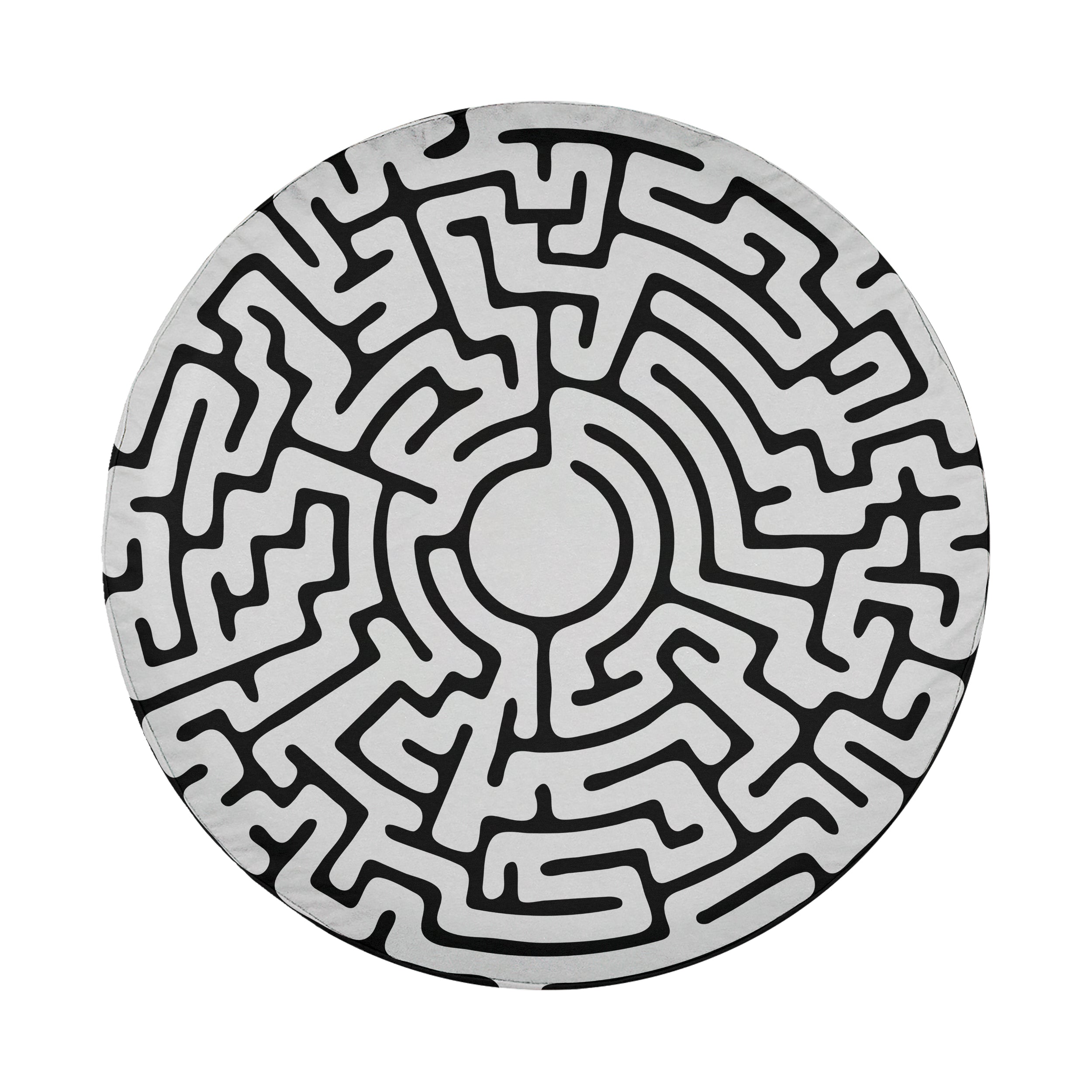 Round Maze design printed spare tire cover with optional backup camera hole by Graffix