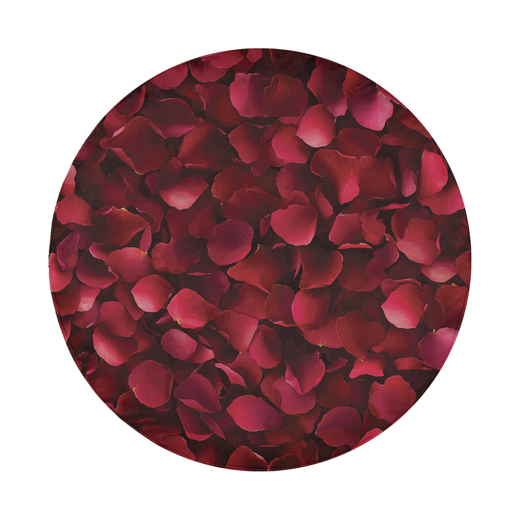 Romance Bloom spare tire cover lifestyle scene with romantic crimson rose petals all-over art