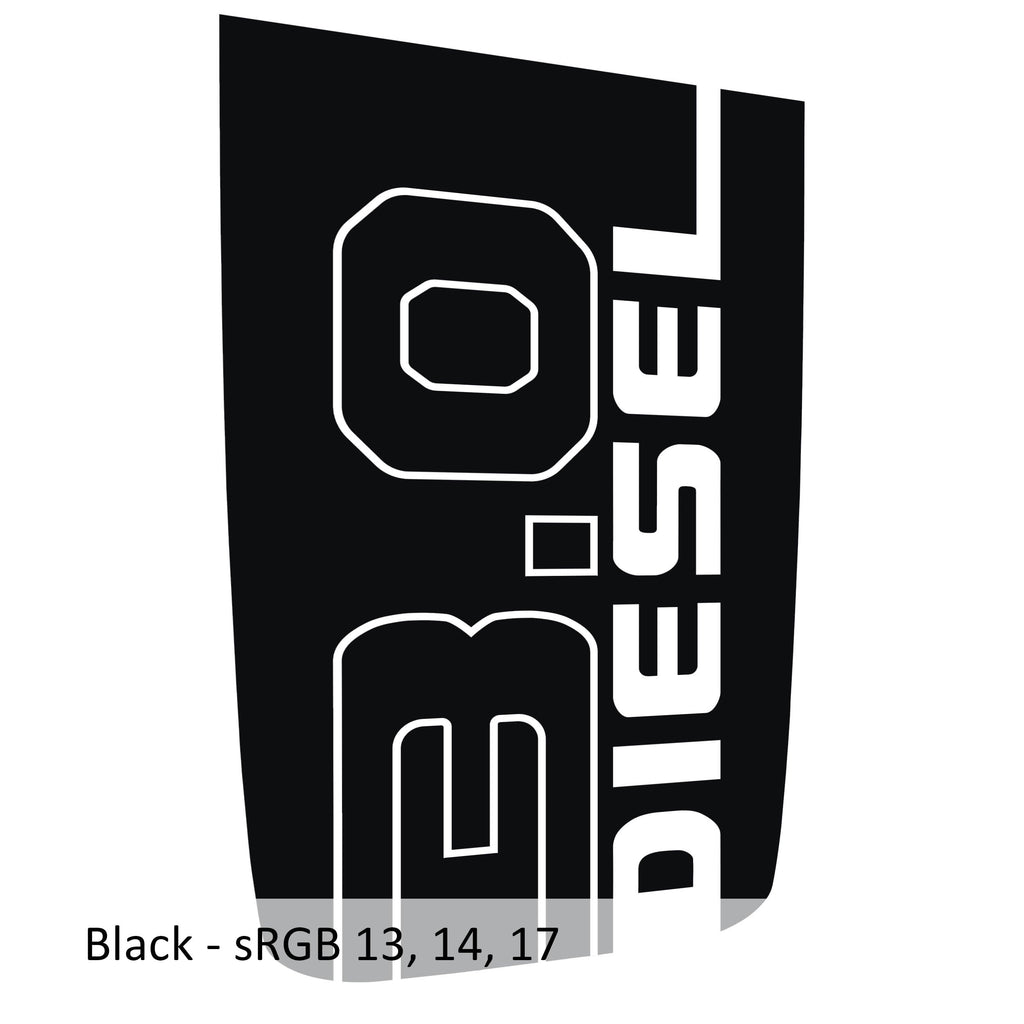 Black 3.0 Diesel Power Dome center hood decal color swatch for Wrangler JL Rubicon