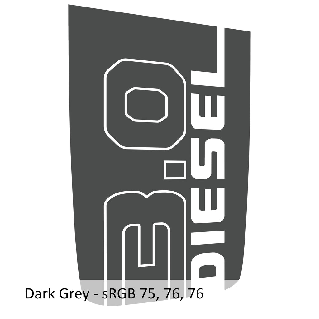 Dark gray 3.0 Diesel Power Dome center hood decal swatch for Wrangler JL Rubicon