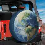 Planet Earth spare tire cover alternate lifestyle shot on SUV outdoors