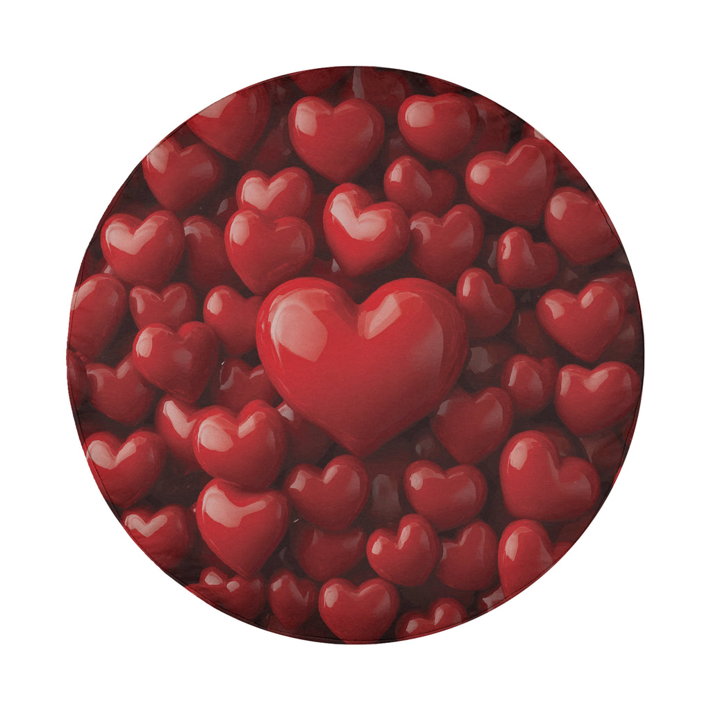 Candy Heart Cover spare tire cover lifestyle scene with cascading red love hearts all-over art