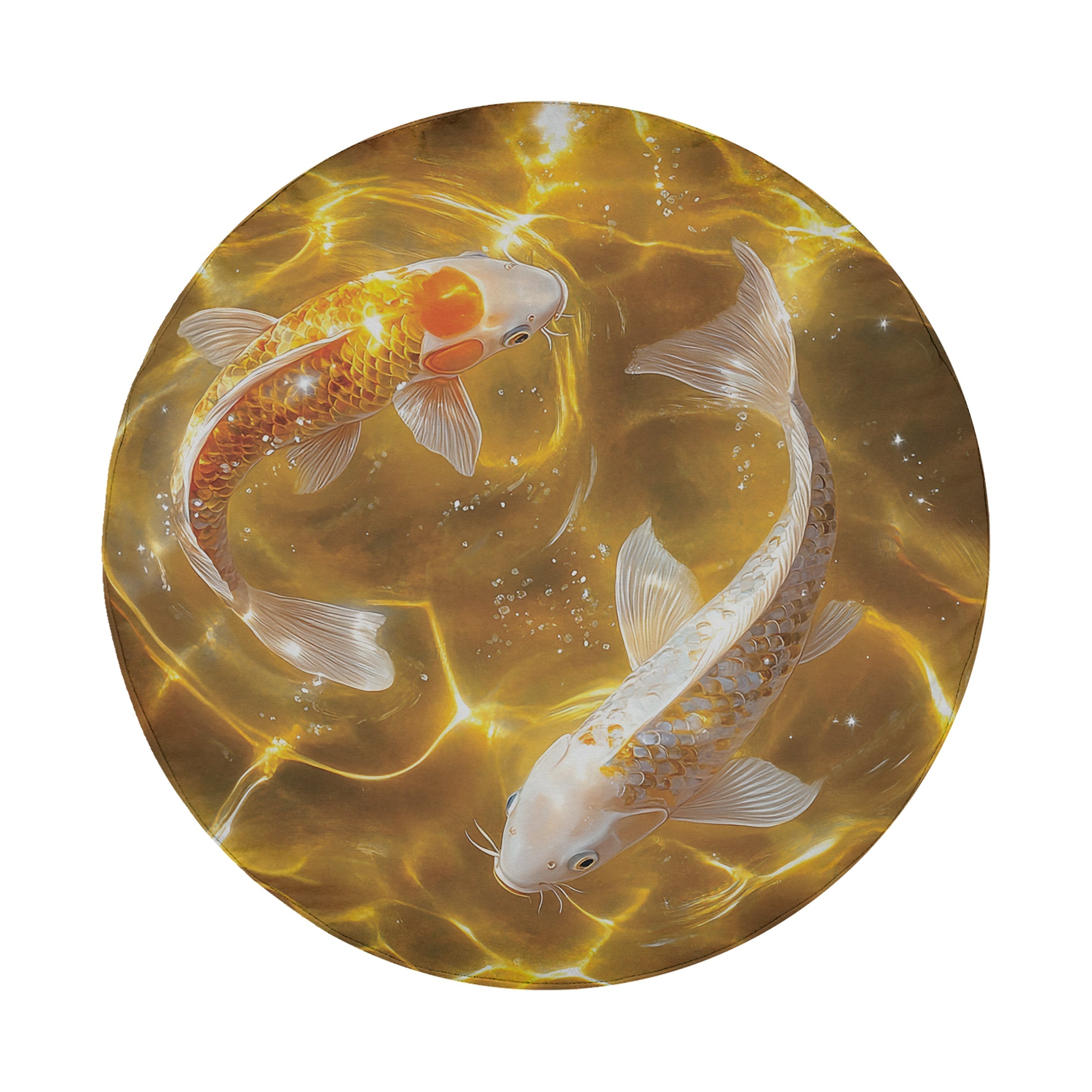 Golden Koi Tranquility design printed spare tire cover with optional backup camera hole by Graffix