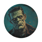 Frankenstein's Monster spare tire cover product view of green Karloff-style monster portrait