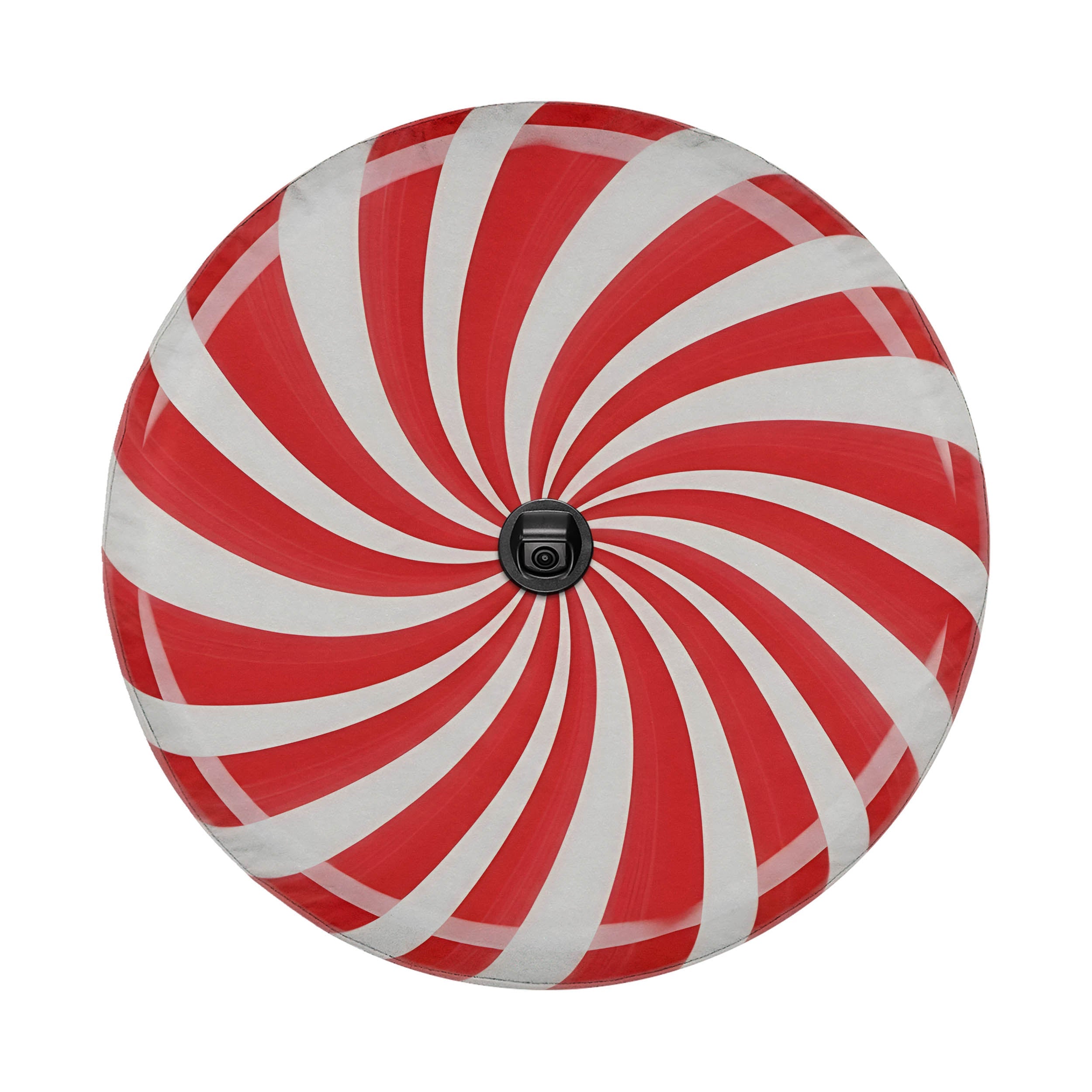 a red and white spiral pattern.