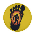 Squatch Track spare tire cover rear angle showing iconic Sasquatch track silhouette print design