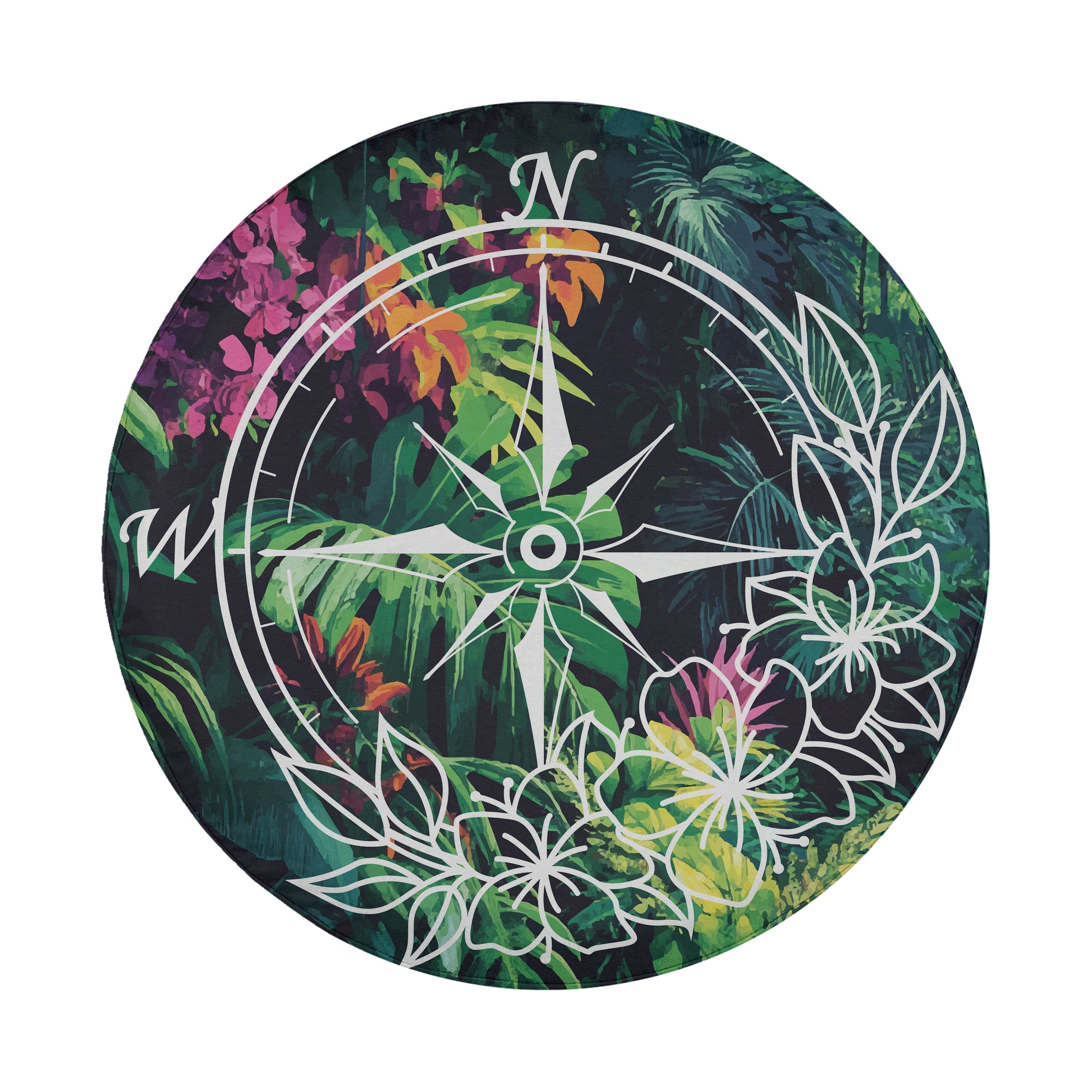 Tropical Compass Adventure spare tire cover flat product view of compass rose without camera hole