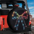 Christmas Lights Bow spare tire cover Ford Bronco rear mockup desert backdrop with glowing bow design