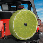 Lime fruit spare tire cover with green citrus slice graphic and zesty sliced lime design