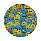 Happy smiley face packed pattern spare tire cover standalone product render with blue and yellow grins