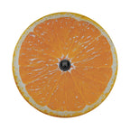 Orange fruit spare tire cover with vibrant citrus slice graphic and bright orange peel design