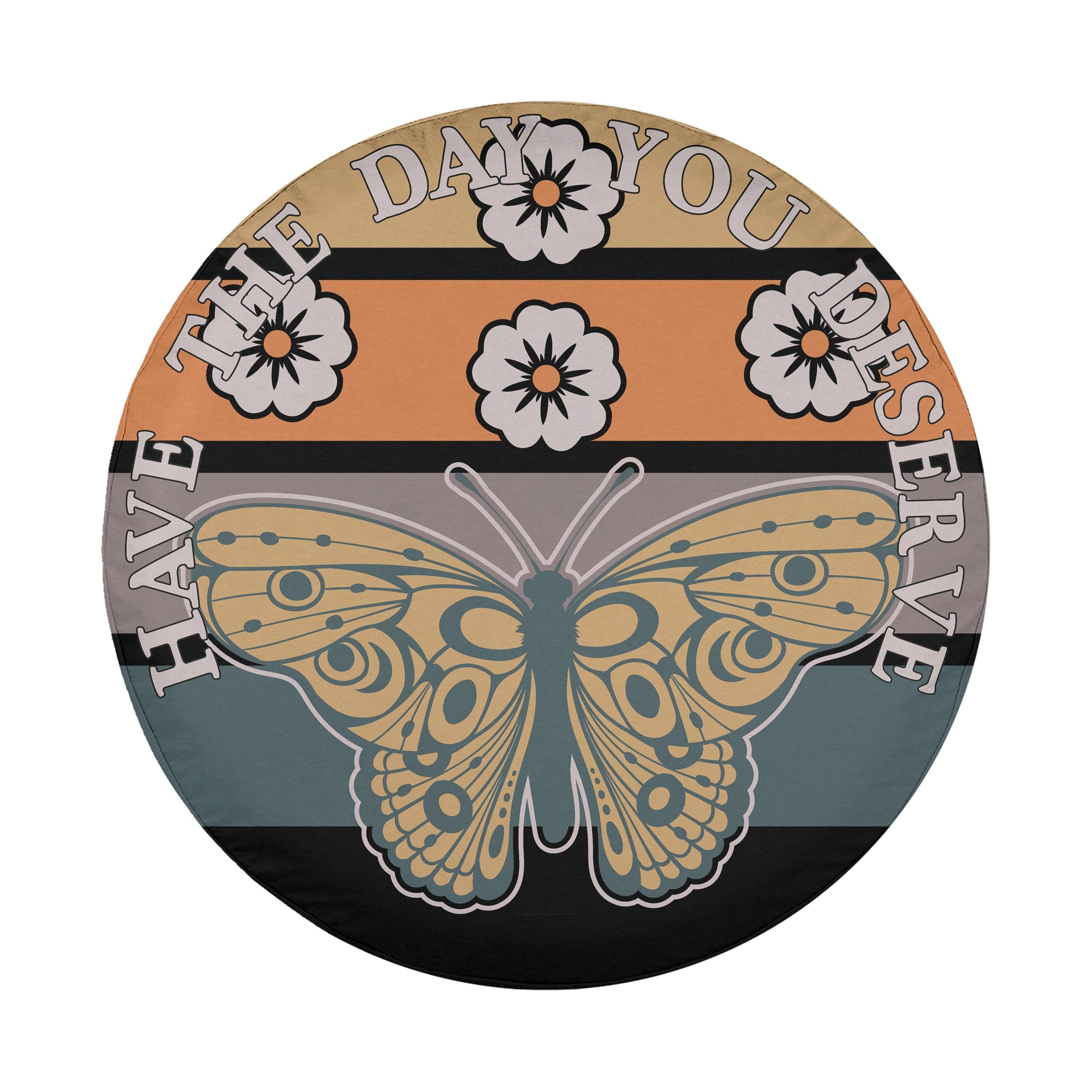 Monarch Have the Day You Deserve spare tire cover detail close-up of butterfly skeleton illustration