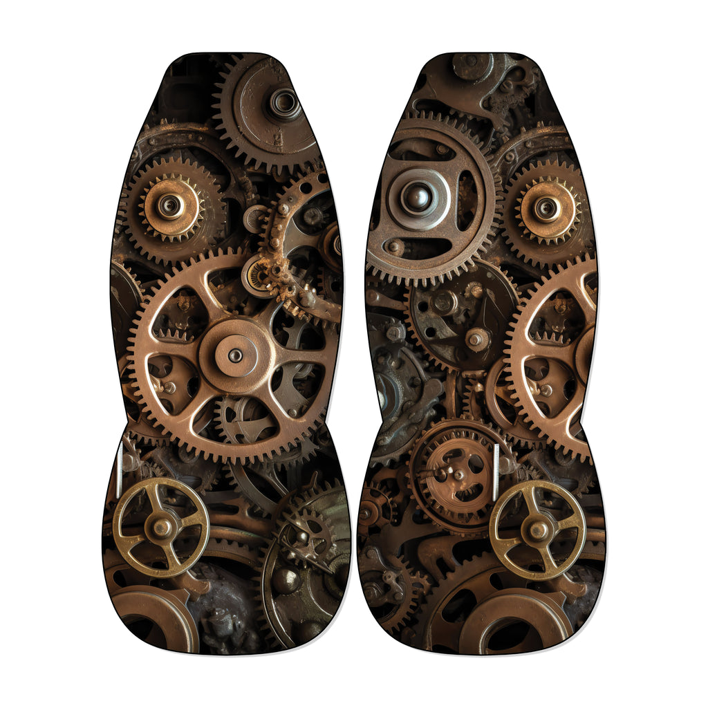 a complex arrangement of gears and cogs, creating a visually striking and intricate design.