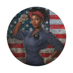 Sisterhood of Steel spare tire cover fabric and grommet closeup detail
