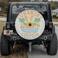 Sunshine Paradise design printed spare tire cover with optional backup camera hole by Graffix