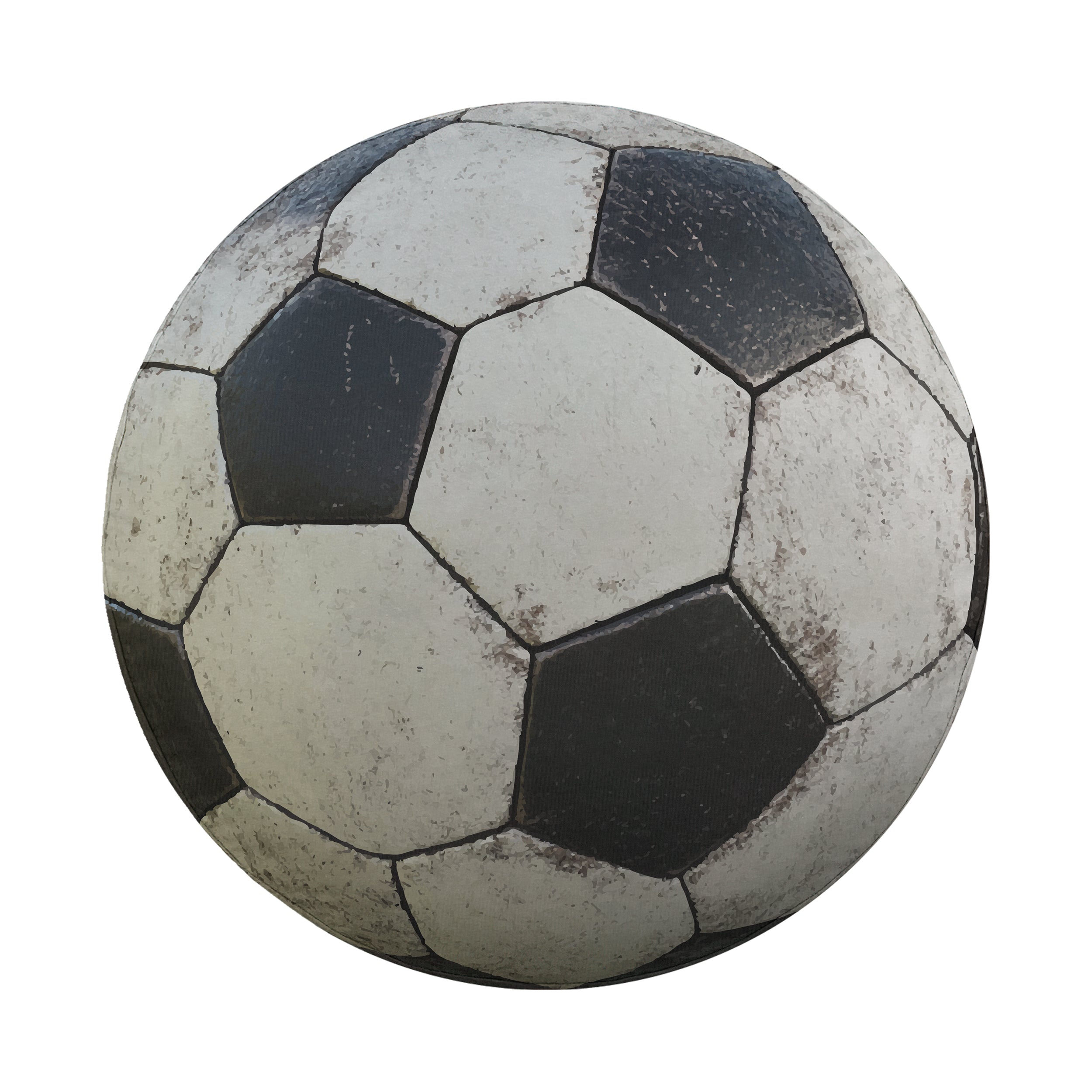 Soccer ball spare tire cover side view showing fabric grommet construction and trim
