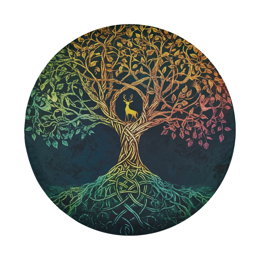 Celtic dawn tree of life spare tire cover installed on a black Jeep Wrangler with the GRAFFIX bumper sticker