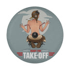 Pin-Up Girl Ready For Take-Off spare tire cover round flat view with camera cutout pinup