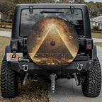 Golden Pyramid of Secrets spare tire cover fabric and grommet closeup view