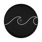 Continuous line waves spare tire cover with flowing minimalist ocean wave line art design