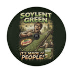 The image is a collage of various images, including a man with a camera, a cityscape, and a large pile of green beans. The text in the image is a combination of the words "SOYLENT GREEN" and "IT'S MADE OF PEOPLE!" The collage does not contain any specific details about each individual image, and the phrases "The image depicts", "The image displays", "The image shows", "The image captures", "The image features", and "The image includes" are not present.