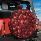 Candy Heart Cover spare tire cover rear angle showing bold glossy red Valentine hearts print