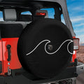 Continuous line waves spare tire cover with flowing minimalist ocean wave line art design