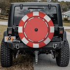 Poker chip stack spare tire cover fabric and grommet closeup detail view