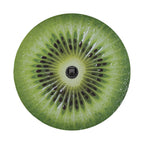 Kiwi fruit spare tire cover with green sliced kiwifruit graphic and seeded center design