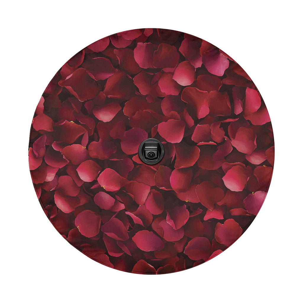 Romance Bloom spare tire cover main product render showing all-over red rose bloom design