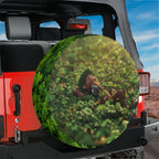 Saint Patricks Day leprechaun clover field spare tire cover with green shamrocks and rainbow