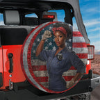 Sisterhood of Steel spare tire cover lifestyle shot on SUV outdoors