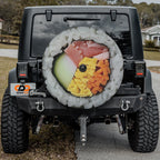 Kimbap roll spare tire cover Jeep Wrangler rear mount scene showing full circular sushi print design