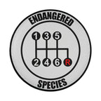 Endangered Species gear shift design spare tire cover flat-lay product view on white background